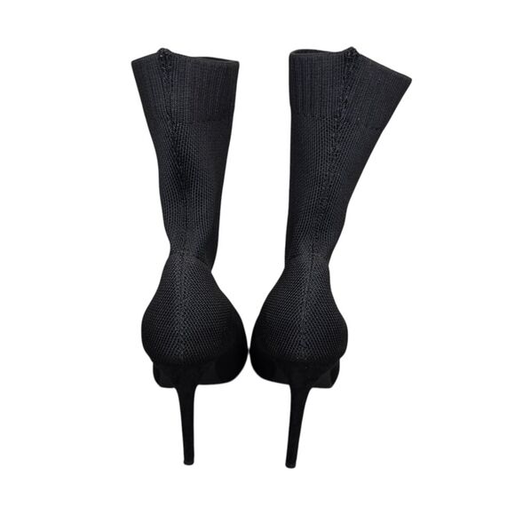 Cuccoo Women's 37 Pointed Toe Black Knit Sock Stiletto Ankle Boots - Picture 4 of 8